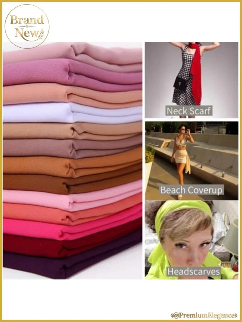 Sheer Chiffon Hijab Scarf Lightweight Shawl Wrap for Women